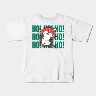 Ho Ho Ho Christmas Penguin Celebration Kids T-Shirt